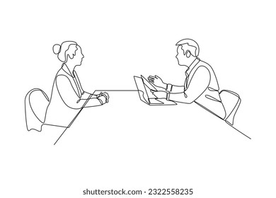 Continuous one line drawing Recruitment Process concept. Single line draw design vector graphic illustration.
