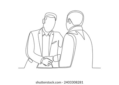 Continuous one line drawing Recruitment or hiring process concept. Doodle vector illustration.