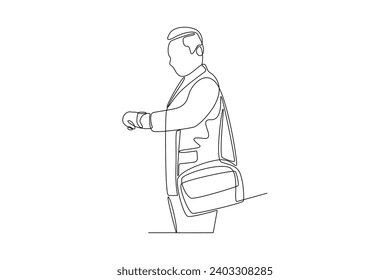Continuous one line drawing Recruitment or hiring process concept. Doodle vector illustration.