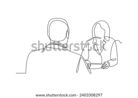 Continuous one line drawing Recruitment or hiring process concept. Doodle vector illustration.