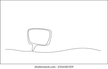 Continuous one line drawing of rectangle speech bubble. Single line object. Online conversation chat cloud. Minimalist graphic hand drawn linear vector illustration Doodle. Editable stroke