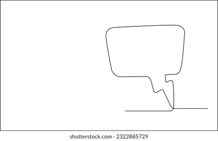 Continuous one line drawing of rectangle speech bubble. Single line object. Online conversation chat cloud. Minimalist graphic hand drawn linear vector illustration Doodle. Editable stroke
