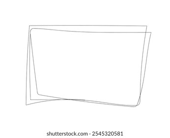 Dibujo continuo de una línea de un marco rectangular en la técnica de boceto de un contorno negro constante.  Ilustración de stock de Vector para texto. Vector hecho a mano, no IA.