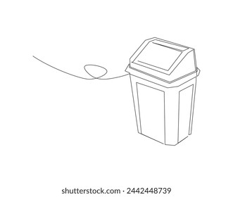Kontinuierliche, einzeilige Zeichnung der Papierkorb-Haushaltsgerät. Eine Linie Mülleimer. Küchengeschirr Konzept durchgehende Linie Kunst. Editierbare Umrisse.