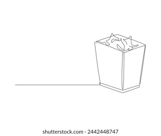 Continuous one line drawing of recycle bin home appliance. One line of trash can. kitchenware concept continuous line art. Editable outline.