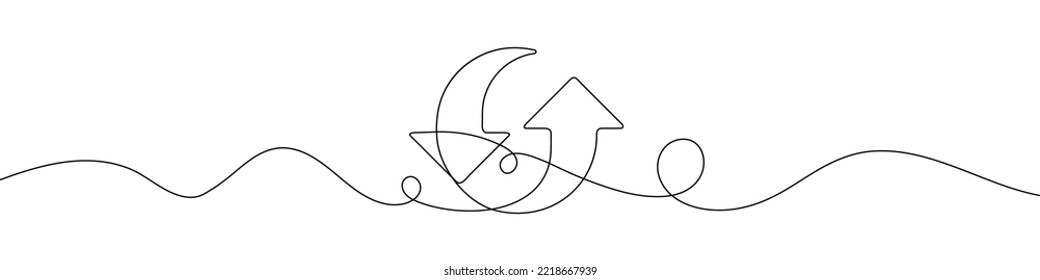 Continuous one line drawing recycling symbol. Recycling linear icon. Ecology concept. Vector illustration. Linear recycling arrows