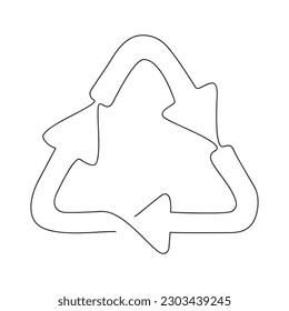 Continuous one line drawing recycling symbol. Ecology concept. Vector illustration.