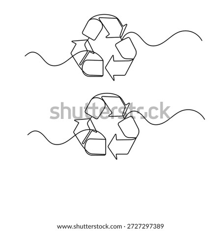 Continuous one line drawing of recycling symbol
