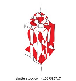 Continuous one line drawing of Red and White Gift Box eisolated on white background. vector illustration for banner, poster, web, template, valentine's card, wedding.