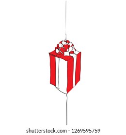 Continuous one line drawing of Red and White Gift Box eisolated on white background. vector illustration for banner, poster, web, template, valentine's card, wedding.