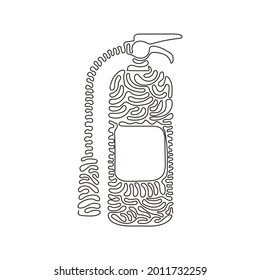 Continuous one line drawing red fire extinguisher protection and nozzle  Portable fire equipment from big fire department set  Swirl curl style  Single line draw design vector graphic illustration