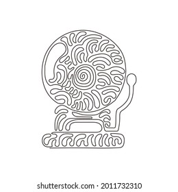 Continuous one line drawing red fire alarm system signal device. Prevention, emergency, warning bell. Firefighter equipment and tool. Swirl curl style. Single line design vector graphic illustration