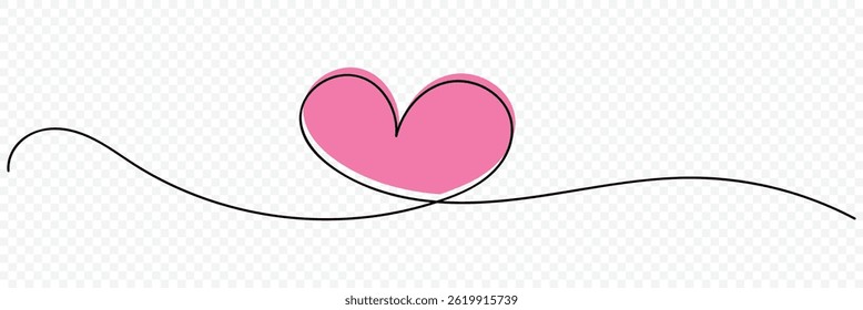 Continuous one line drawing of red heart isolated on white background. Abstract love symbol. Valentines day concept line art drawing vector illustration.