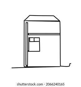 Continuous one line drawing refrigerator. Vector illustration household appliance 