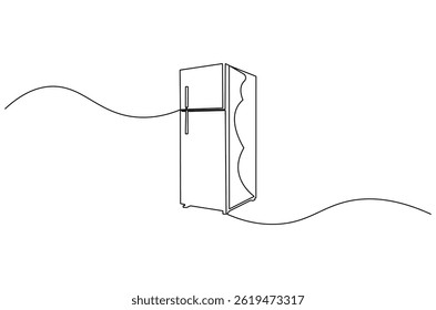 Continuous one line drawing of Refrigerator. Single line drawing illustration of Freezer Fridge. Freezer concept vector art. Doodle line illustration.