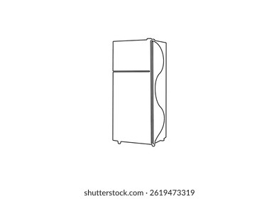 Continuous one line drawing of Refrigerator. Single line drawing illustration of Freezer Fridge. Freezer concept vector art. Doodle line illustration.