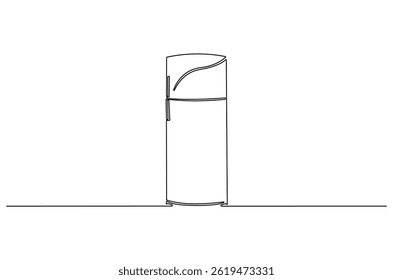 Continuous one line drawing of Refrigerator. Single line drawing illustration of Freezer Fridge. Freezer concept vector art. Doodle line illustration.