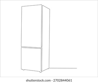 Dibujo continuo de una línea del refrigerador. Ilustración de dibujo de una línea de refrigerador. Refrigerador de arte de línea de concepto de almacenamiento. Esquema editable