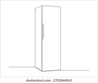 Dibujo continuo de una línea del refrigerador. Ilustración de dibujo de una línea de refrigerador. Refrigerador de arte de línea de concepto de almacenamiento. Esquema editable
