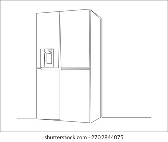 Dibujo continuo de una línea del refrigerador. Ilustración de dibujo de una línea de refrigerador. Refrigerador de arte de línea de concepto de almacenamiento. Esquema editable