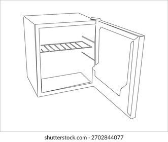 Dibujo continuo de una línea del refrigerador. Ilustración de dibujo de una línea de refrigerador. Refrigerador de arte de línea de concepto de almacenamiento. Esquema editable