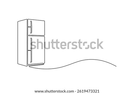 Continuous one line drawing of Refrigerator. Single line drawing illustration of Freezer Fridge. Freezer concept vector art. Doodle line illustration.
