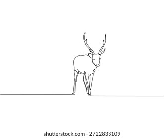 Dibujo continuo de una línea de animal de reno. Ilustración de dibujo de una línea de renos de santa. Concepto de día de Navidades de una sola línea. Esquema editable

