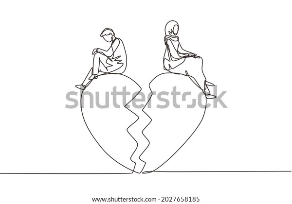 Continuous One Line Drawing Relationship Break Stock Vector (Royalty ...