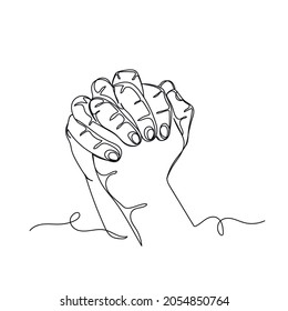 Continuous one line drawing of religious man praying in silhouette on a white background. Linear stylized.