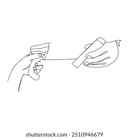 Ilustración gráfica de Vector de diseño de dibujo de línea única, pantalla de teléfono inteligente para pago en línea, tecnología de código de barras de escaneo con escáner de código qr en digital inteligente 