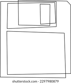 Continuous one line drawing of retro old classic 3.5 inch floppy disk. Vintage file storage diskette item concept drawn by single line. Vector illustration graphic.