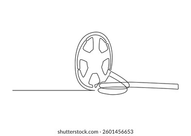 Continuous one line drawing of Retro classic movie film reel. Single line drawing illustration of Movie and cinema roll. Film and movie concept vector art. Line vector illustration. 
