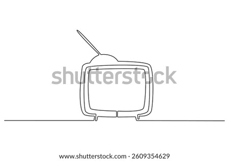 Continuous one line drawing of Retro Television. Single line drawing illustration of Old television. Vintage television concept vector art. Doodle line illustration.