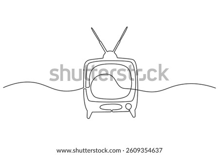 Continuous one line drawing of Retro Television. Single line drawing illustration of Old television. Vintage television concept vector art. Doodle line illustration.