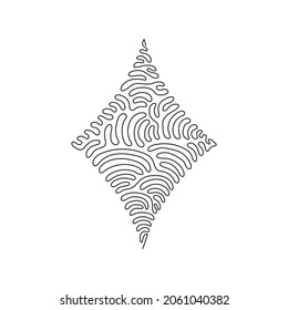 Continuous one line drawing rhombus icon. Flat style. Rhombus logo icon for your web site design, logo, app, UI. Rhombus sign or symbol. Swirl curl style. Single line draw graphic vector illustration