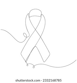 Continuous one line drawing of ribbon cancer. Vector