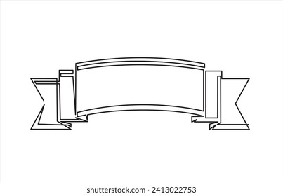 Continuous one line drawing of Ribbon Banner Vector Illustration Symbol Design Element