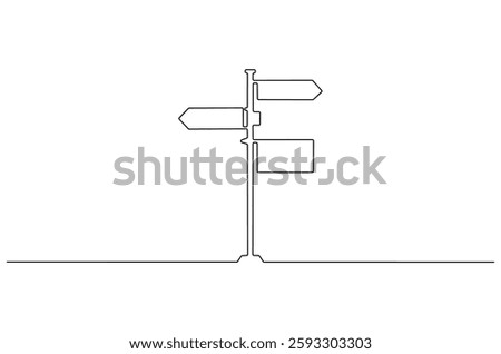 Continuous one line drawing of Road direction. Single line drawing illustration of Road direction sign arrows. Concept for web banner. Doodle line illustration.
