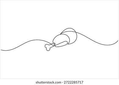 Continuous one line drawing of roasted chicken leg drumstick food icon