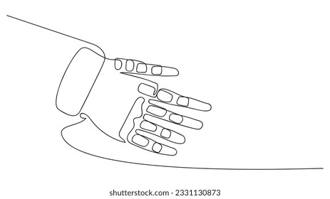 Mano del robot de dibujo de una línea continua. gráfico vectorial