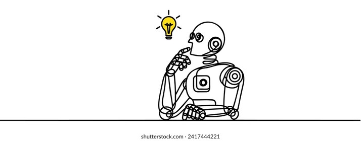 Continuous one line drawing of a robot. Vector illustration