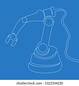 Continuous one line drawing Robotic arm icon vector illustration concept