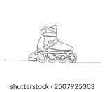 Continuous one line drawing of roller blades shoe. inline skates shoes line art vector illustration. Editable vector.
