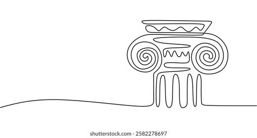 Continuous One line drawing of Roman Column. Depicting classic architecture with basic pillar lines and simple details. Vector illustration hand drawn.