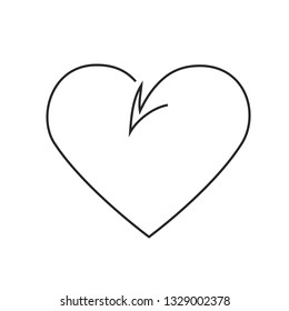 Continuous one line drawing. Romantic heart with an arrow. Linear style