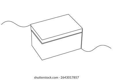 Continuous one line drawing of Rounded containers for gifts. Single line drawing illustration of Rectangular white gloss tin can. Brand box concept vector art. Doodle line illustration.