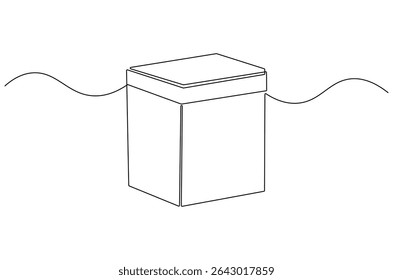 Continuous one line drawing of Rounded containers for gifts. Single line drawing illustration of Rectangular white gloss tin can. Brand box concept vector art. Doodle line illustration.