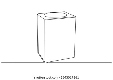 Continuous one line drawing of Rounded containers for gifts. Single line drawing illustration of Rectangular white gloss tin can. Brand box concept vector art. Doodle line illustration.