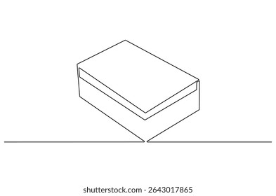 Continuous one line drawing of Rounded containers for gifts. Single line drawing illustration of Rectangular white gloss tin can. Brand box concept vector art. Doodle line illustration.