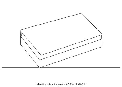 Continuous one line drawing of Rounded containers for gifts. Single line drawing illustration of Rectangular white gloss tin can. Brand box concept vector art. Doodle line illustration.